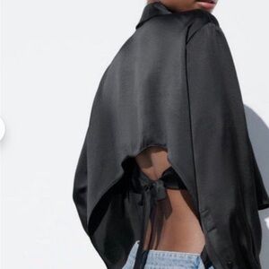 Black satin Zara button down shirt